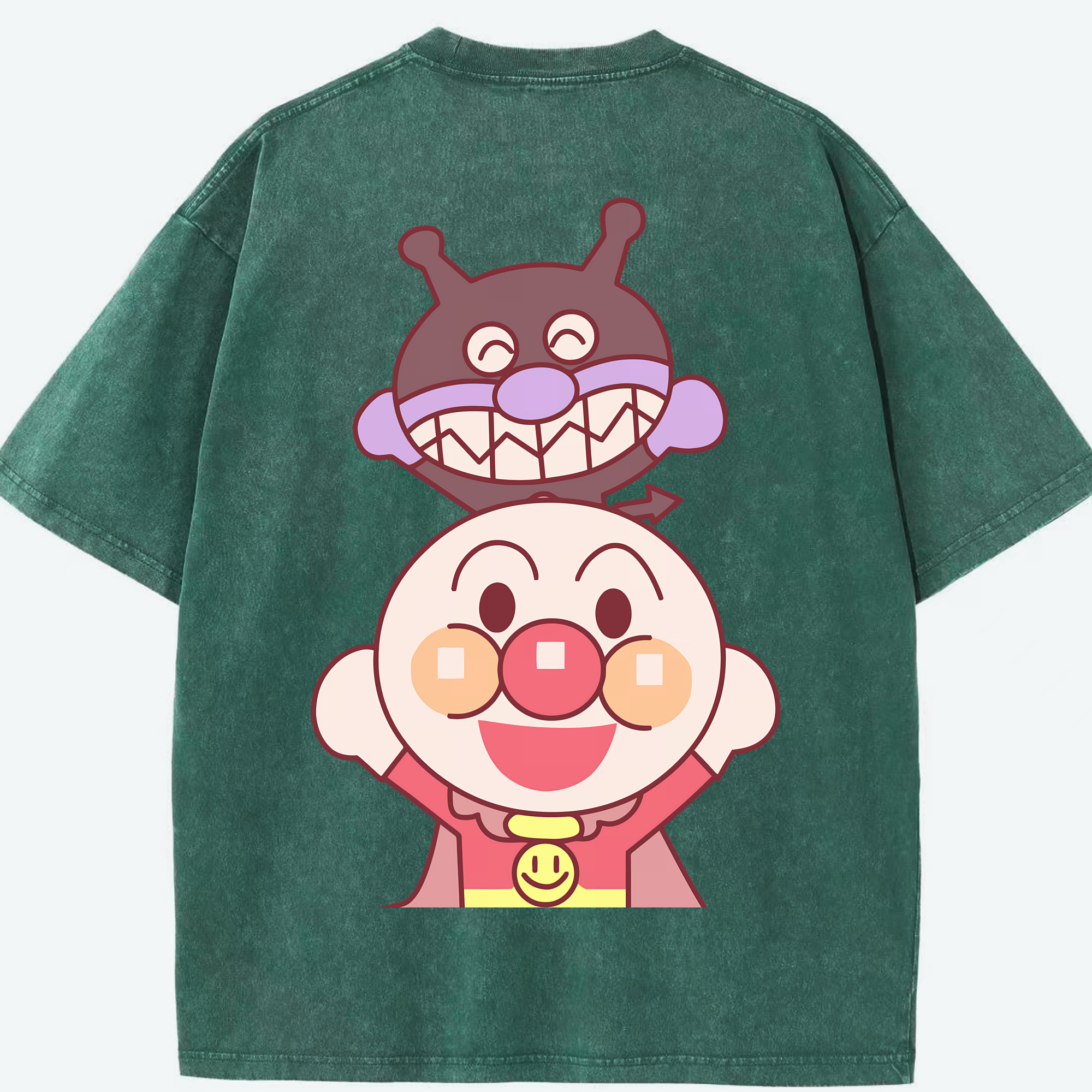 （画像用） アンパンマン Anpanman 綿100% ヴィンテージ風 半袖Tシャツ（背面プリント）